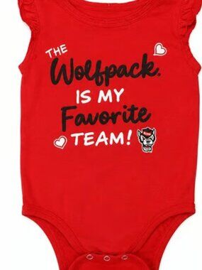 NC State Wolfpack Baby Bodysuit 6-12 Months Red Ruffle NCAA Infant One Piece